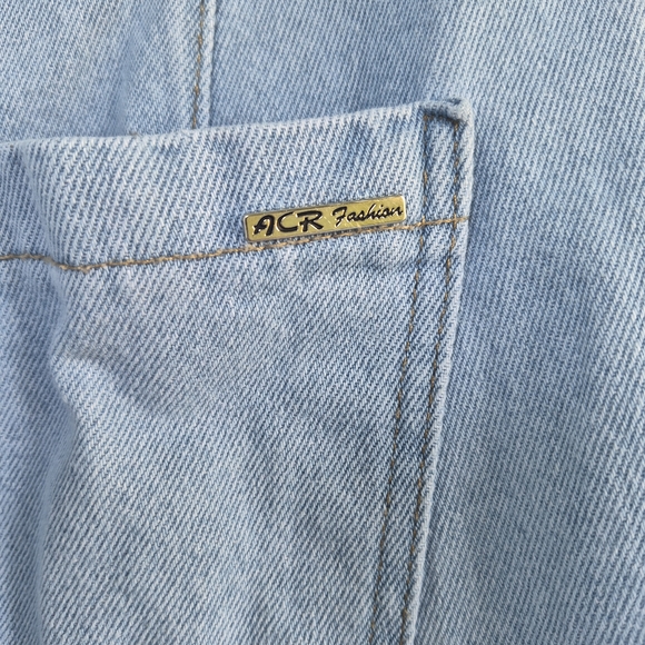 ACR Women's 14 Wide Leg Frayed Hem Light Wash 2 Tone Denim Jeans Hippie Boho - Picture 2 of 5